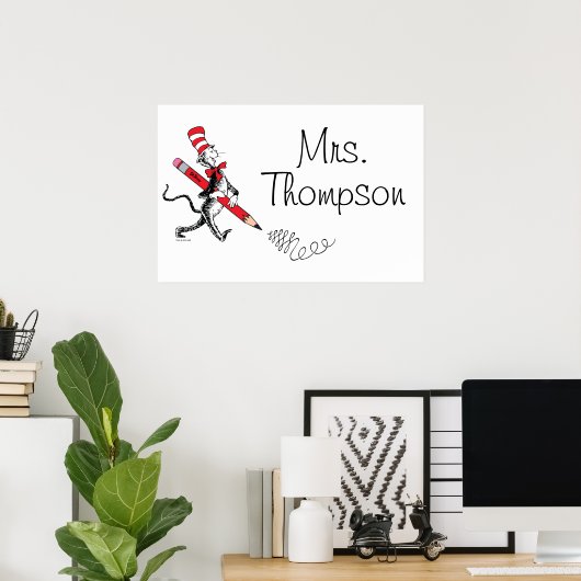 Dr. Seuss | De Kat in de Hoed Geschreven Naam Poster (Thuiskantoor)