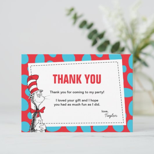 Dr. Seuss | De Kat in de Hoed Verjaardag Bedankt (Staand voorkant)