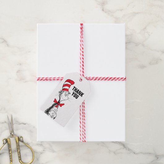 Dr. Seuss | De Kat in de Hoed Verjaardag Bedankt Cadeaulabel (Met Touw)