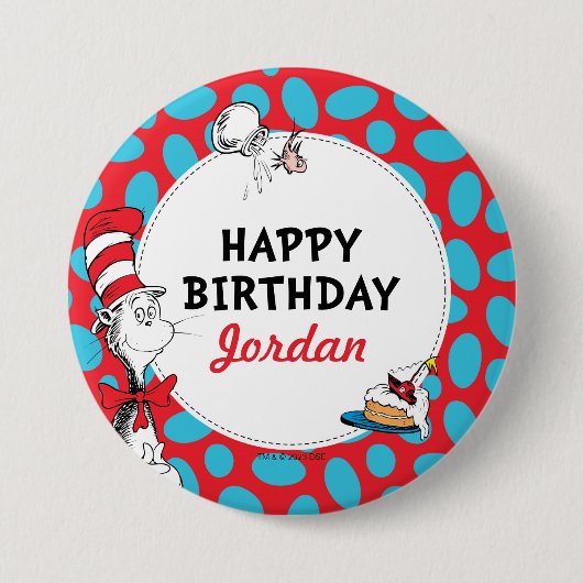 Dr. Seuss | De Kat in de Hoed Verjaardag Ronde Button 7,6 Cm (Voorkant)