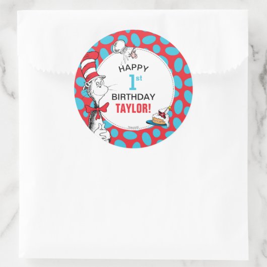 Dr. Seuss | De Kat in de Hoed Verjaardag Ronde Sticker (Tas)