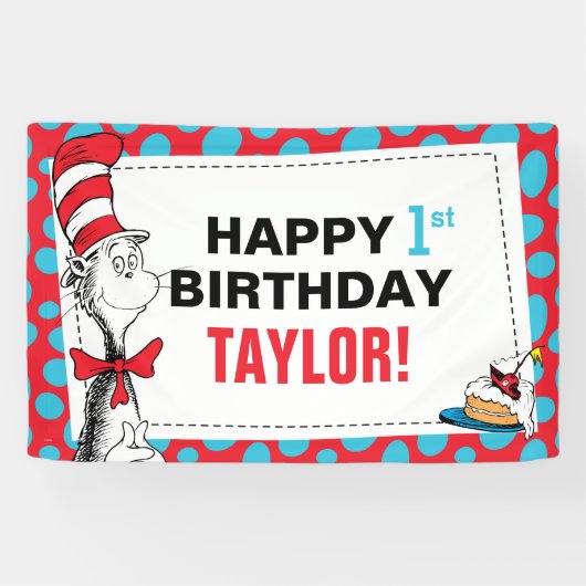 Dr. Seuss | De Kat in de Hoed Verjaardagsbanner Spandoek (Horizontaal)