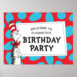 Dr. Seuss De Kat in de Hoed Verjaardagsfeestje Poster