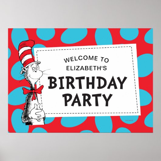 Dr. Seuss | De Kat in de Hoed Verjaardagsfeestje Poster (Voorkant)
