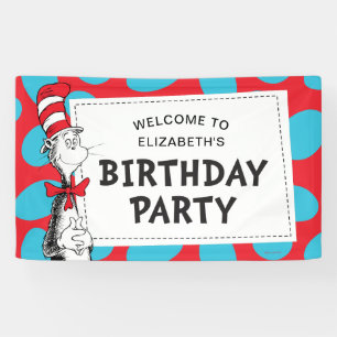 Dr. Seuss De Kat in de Hoed Verjaardagsfeestje Spandoek