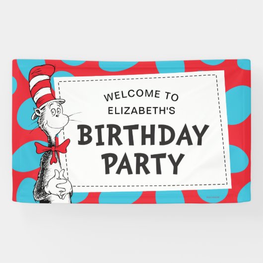 Dr. Seuss | De Kat in de Hoed Verjaardagsfeestje Spandoek (Horizontaal)