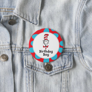 Dr. Seuss De Kat in de Hoed Verjaardagsjongen Ronde Button 7,6 Cm