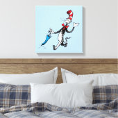 Dr. Seuss | De Kat met de Hoed Paraplu Wandelweg Canvas Afdruk (Insitu (Slaapkamer))
