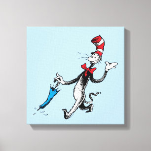 Dr. Seuss   De Kat met de Hoed Paraplu Wandelweg Canvas Afdruk