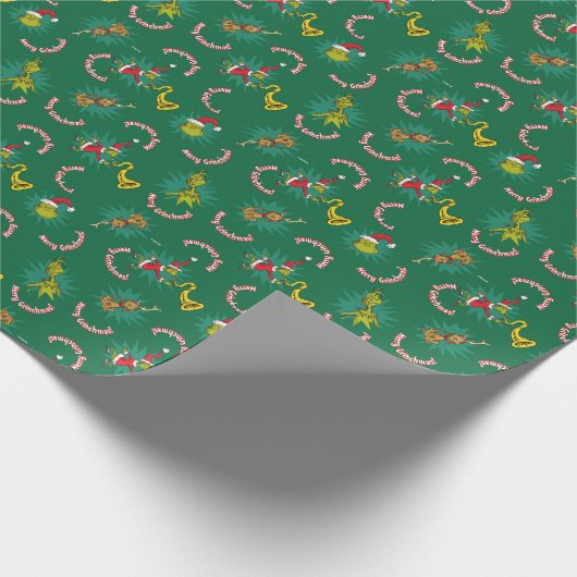 Dr. Seuss| De knuppel| Merry Grinchmas Pattern Cadeaupapier (Hoek)