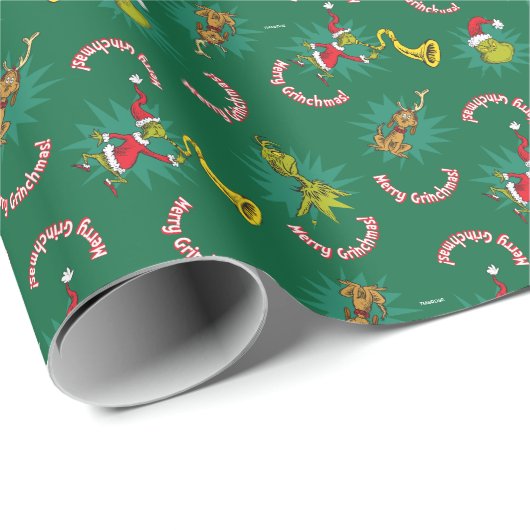 Dr. Seuss| De knuppel| Merry Grinchmas Pattern Cadeaupapier (Rol Hoek)