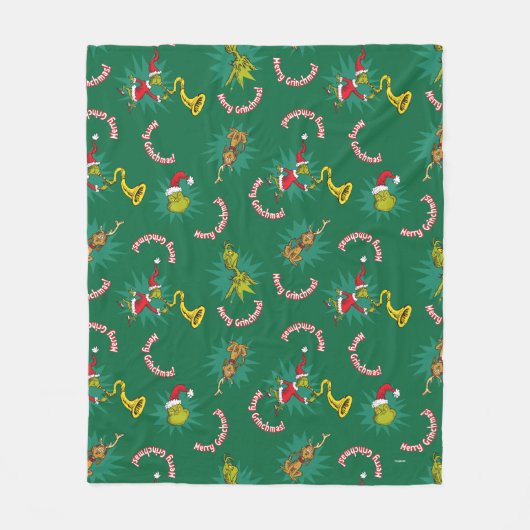 Dr. Seuss| De knuppel| Merry Grinchmas Pattern Fleece Deken (Voorkant)