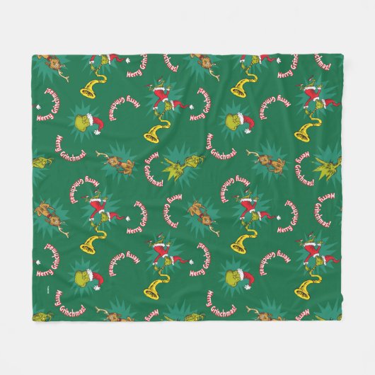 Dr. Seuss| De knuppel| Merry Grinchmas Pattern Fleece Deken (Voorkant (Horizontaal))