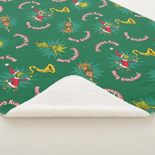 Dr. Seuss| De knuppel| Merry Grinchmas Pattern Sherpa Deken (3/4)