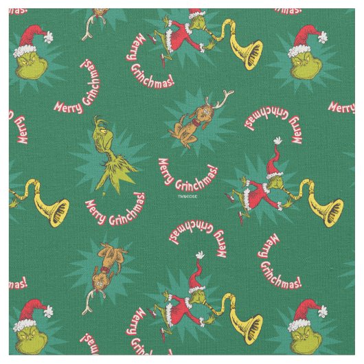 Dr. Seuss| De knuppel| Merry Grinchmas Pattern Stof (Close Up)
