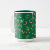 Dr. Seuss| De knuppel| Merry Grinchmas Pattern Tweekleurige Koffiemok (Voorkant links)