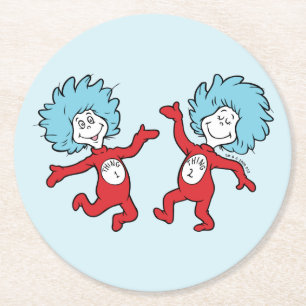 Dr. Seuss Ding 1 en Ding 2 Karakter Ronde Kartonnen Onderzetter