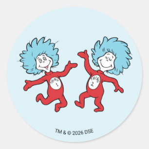 Dr. Seuss Ding 1 en Ding 2 Karakter Ronde Sticker