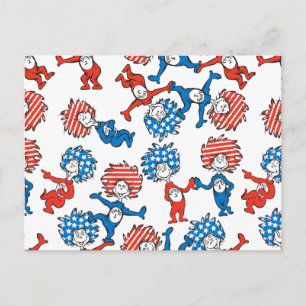 Dr. Seuss Ding Eén Ding Twee Amerikaanse Vlag Pa Briefkaart