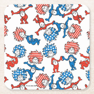 Dr. Seuss Ding Eén Ding Twee Amerikaanse Vlag Pa Kartonnen Onderzetters