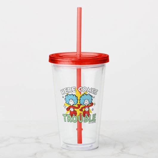 Dr. Seuss | Ding Een Ding Twee Daar Komt Problemen Acryl Drinkbeker (Voorkant)