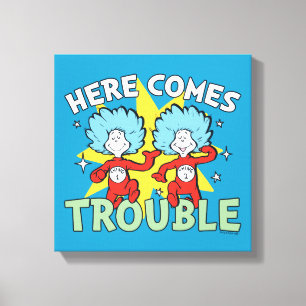 Dr. Seuss Ding Eén Ding Twee Daar Komt Problemen Canvas Afdruk