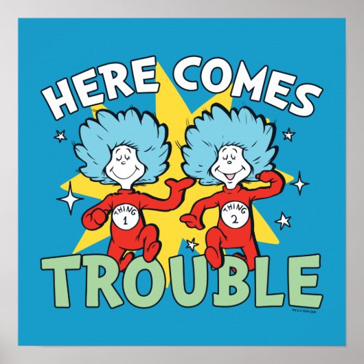 Dr. Seuss | Ding Een Ding Twee Daar Komt Problemen Poster (Voorkant)