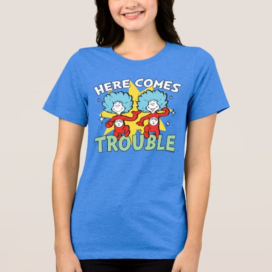 Dr. Seuss | Ding Een Ding Twee Daar Komt Problemen Tri-Blend Shirt (Voorkant)