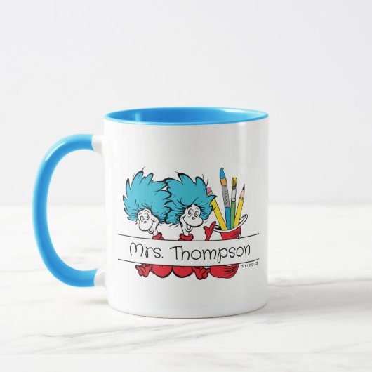 Dr. Seuss | Ding Een Ding Twee Leraar Naam Mok (Links)