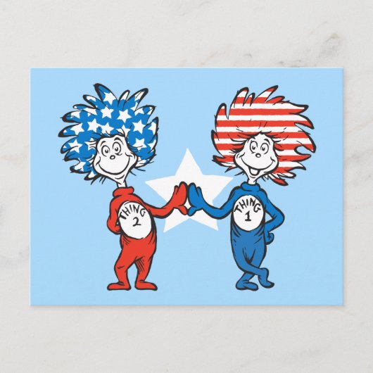 Dr. Seuss | Ding Eén Ding Twee Patriottische Grafi Briefkaart (Voorkant)