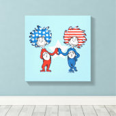 Dr. Seuss | Ding Eén Ding Twee Patriottische Grafi Canvas Afdruk (Insitu (Houten vloer))