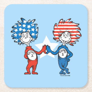 Dr. Seuss Ding Eén Ding Twee Patriottische Grafi Kartonnen Onderzetters