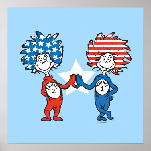 Dr. Seuss | Ding Eén Ding Twee Patriottische Grafi Poster (Voorkant)