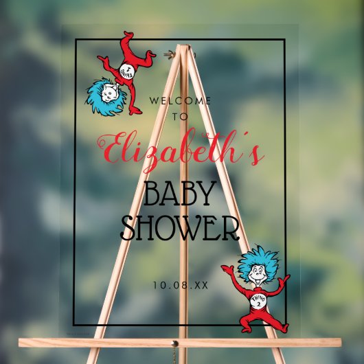 Dr Seuss ding één ding twee | Tweeling Baby shower Acryl Bord (Neutraal)