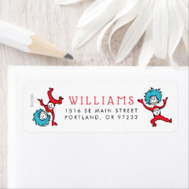 Dr Seuss ding één ding twee | Tweeling Baby shower Etiket