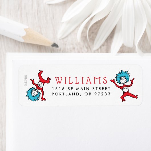 Dr Seuss ding één ding twee | Tweeling Baby shower Etiket (Insitu)