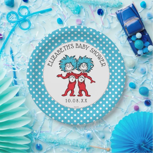 Dr Seuss ding één ding twee | Tweeling Baby shower Papieren Bordje (Feest)