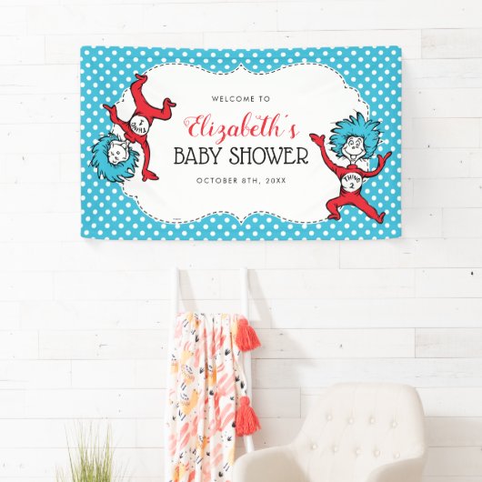Dr Seuss ding één ding twee | Tweeling Baby shower Spandoek (Insitu)
