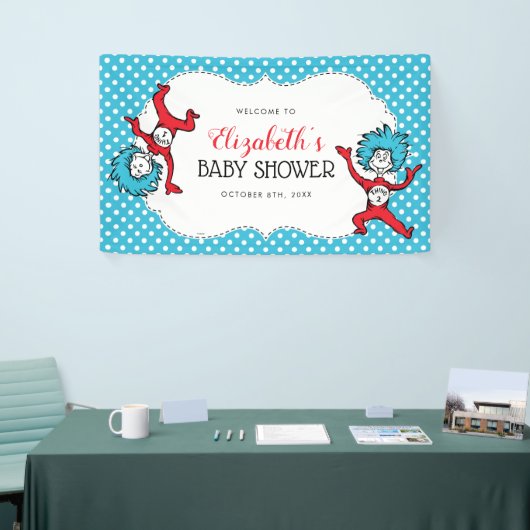 Dr Seuss ding één ding twee | Tweeling Baby shower Spandoek (Beurs)