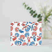 Dr. Seuss | Ding één ding twee US vlag patroon Briefkaart (Staand voorkant)