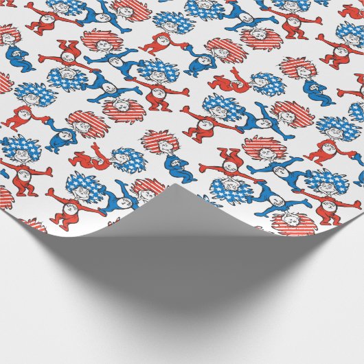Dr. Seuss | Ding één ding twee US vlag patroon Cadeaupapier (Hoek)
