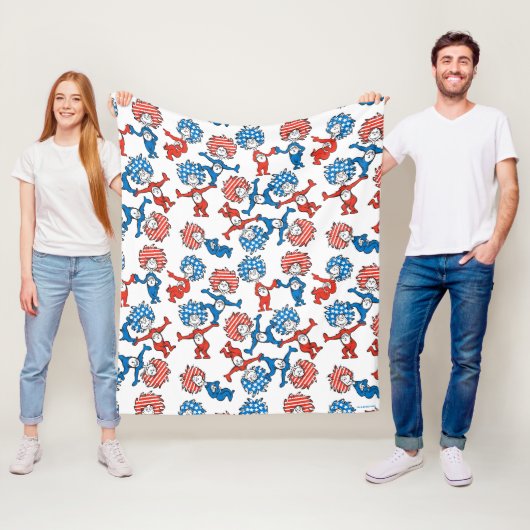 Dr. Seuss | Ding één ding twee US vlag patroon Fleece Deken (In situ)