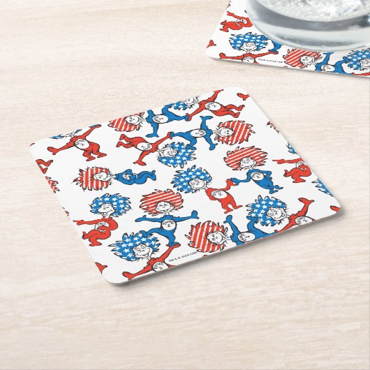 Dr. Seuss | Ding één ding twee US vlag patroon Kartonnen Onderzetters (Schuin)
