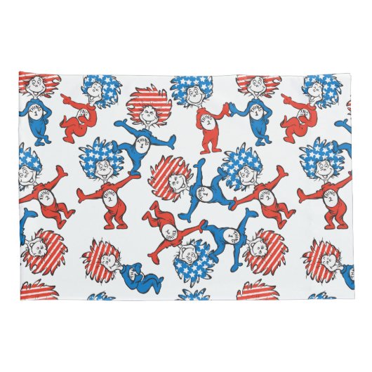 Dr. Seuss | Ding één ding twee US vlag patroon Kussensloop (Achterkant-Rechts)