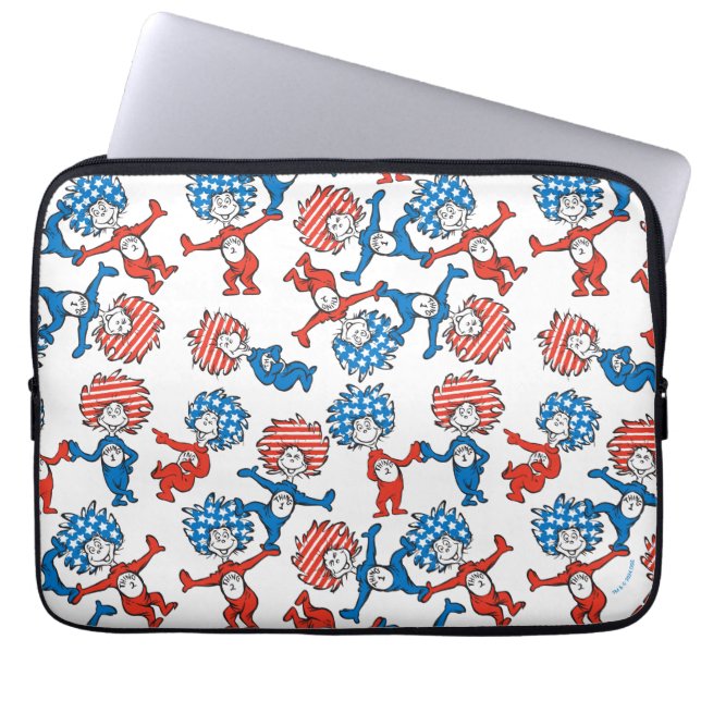 Dr. Seuss | Ding één ding twee US vlag patroon Laptop Sleeve (Voorkant)