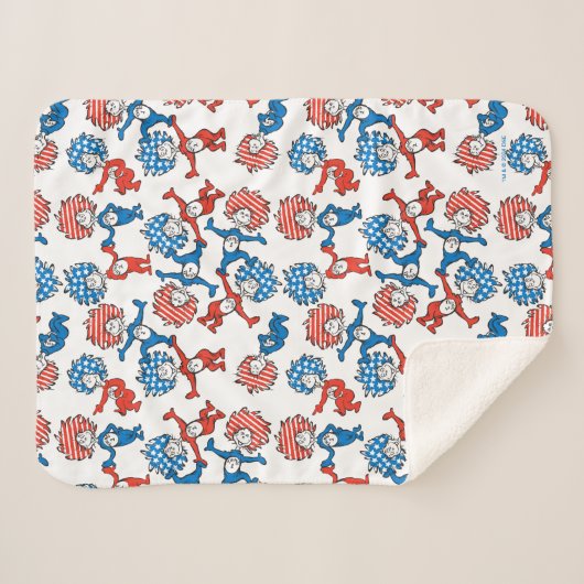 Dr. Seuss | Ding één ding twee US vlag patroon Sherpa Deken (Voorkant (horizontaal))