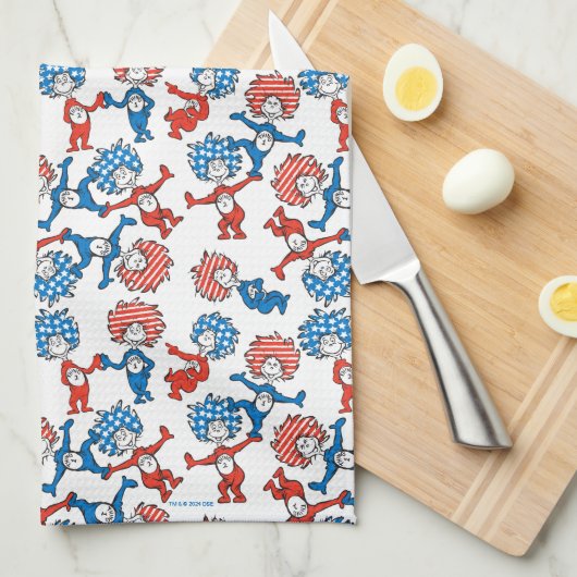 Dr. Seuss | Ding één ding twee US vlag patroon Theedoek (Quarter Fold)