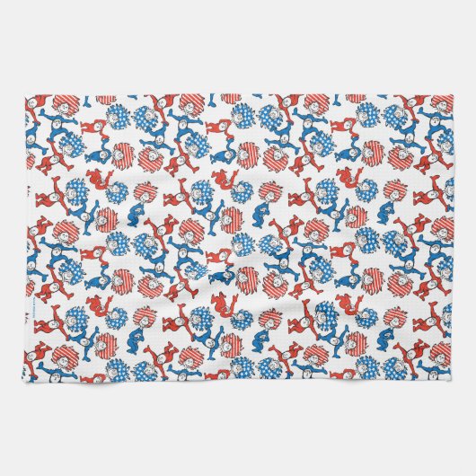 Dr. Seuss | Ding één ding twee US vlag patroon Theedoek (Horizontaal)