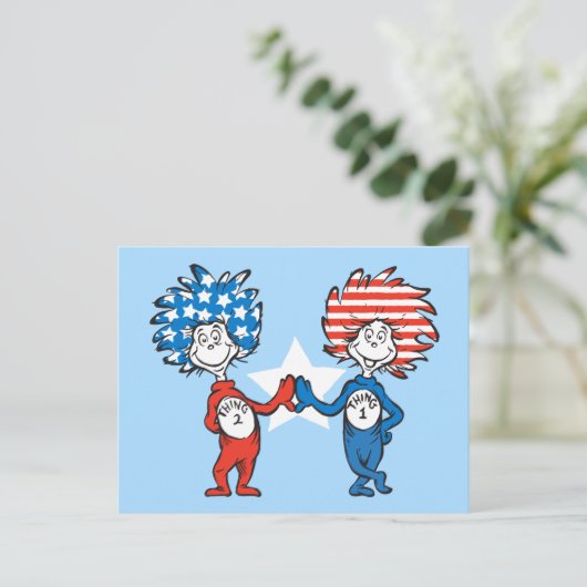 Dr. Seuss | Ding One Thing Two Patriotic Graphic Briefkaart (Staand voorkant)
