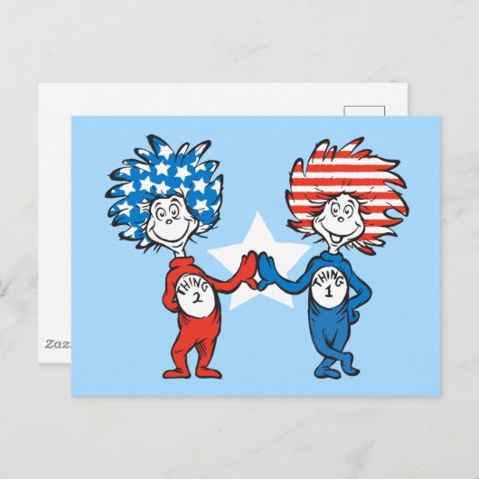 Dr. Seuss | Ding One Thing Two Patriotic Graphic Briefkaart (Voorkant / Achterkant)